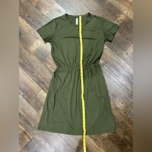 Tickled Teal Cinched Waist 
Tee Shirt Dress